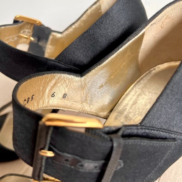 Salvatore Ferragamo Designer Vintage Black Velvet Heels - Picture 7 of 14